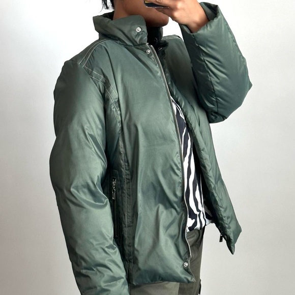 MICHAEL KORS Green Waterfowl Down Quilted Puffer Jacket Winter Coat Size- Large - Picture 5 of 11
